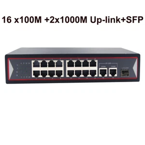 16 Port PoE Switch with Gigbit Uplink /1000M SFP 150W for Network IP Cameras NVR - Picture 1 of 6