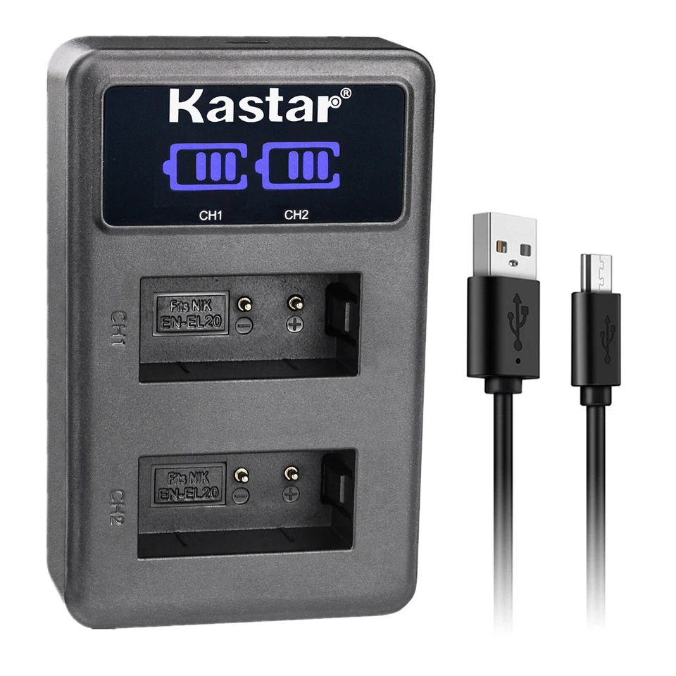 Kastar EN-EL1 Battery Charger for Nikon Cooipix 5400 5700 775 8700 Cooipix E880 1 LCD3 Charger 2 Batteries
