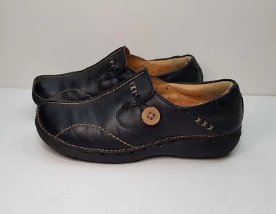 CLARKS UN LOOP 3.5UK EUR36 WOMENS BLACK LEATHER LOW TOP SLIP ON COMFORT SHOES - Image 1 of 4