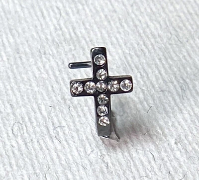 1шт кристалл мощеный крест L-изгиб 20g нос кольцо гвоздики винт 316L хирургической стали - Изображение 1 из 4