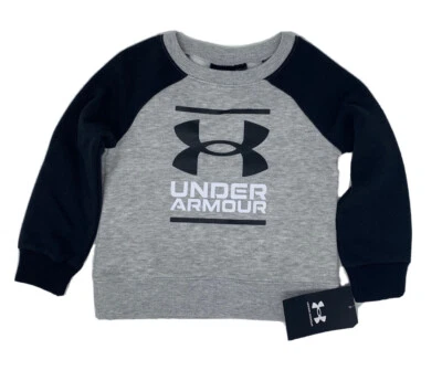 NWT Under Armour Boys 2T Black and Gray Logo Crew Neck Sweatshirt - Image 1 of 4