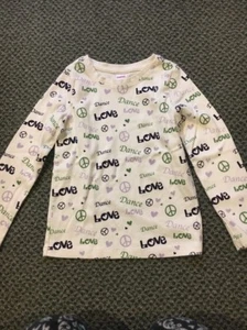 Gymboree Long Sleeve Shirt Dance Team Peace Love Size 6 Girl - Picture 1 of 5