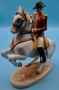 AUGARTEN LEVADE LIPIZZANER HORSE & SOLDIER AUSTRIA 9" ALBIN DOBRIC #1591 - Picture 1 of 18
