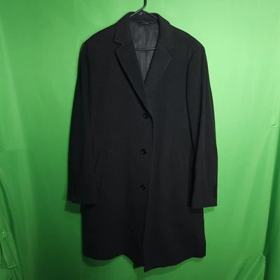 Loro Piana Mens Coat 44L L/XL Black Gray Wool Trench Overcoat Blazer Jacket - Image 1 of 4