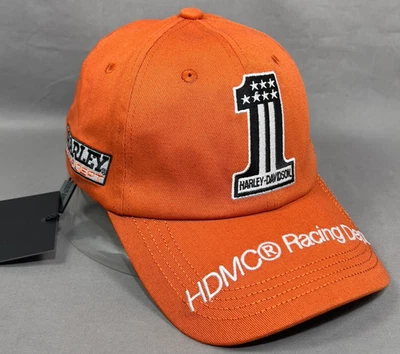 Harley Davidson Motocicletas Correa Sombrero Naranja Departamento de Carreras Ajustable Papá Para Hombres Foto 1 de 4