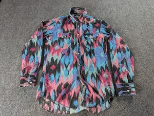 Wrangler Shirt Mens Medium Vintage Western Multi Color Cowboy Drip Made in USA - Picture 1 of 14