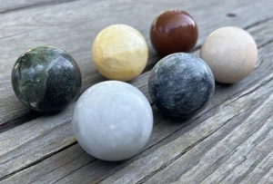 (6) The Bombay Company 1994 Solitaire Replacement Marbles Polished Stone D - Picture 1 of 5