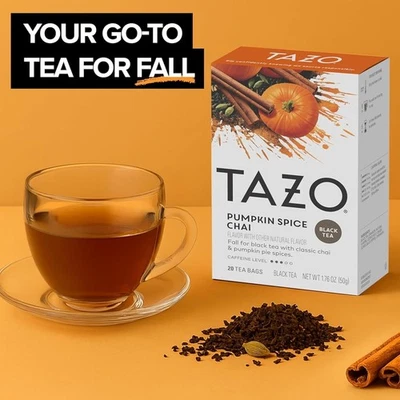 20 bolsitas de té Tazo Pumpkin Spice Chai té negro  Foto 1 de 3