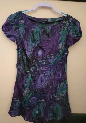 VESTIDO 100% Seda Banana Republic, Juvenil Niño Niña Talla M Púrpura Pavo Real *Leer* Foto 1 de 4