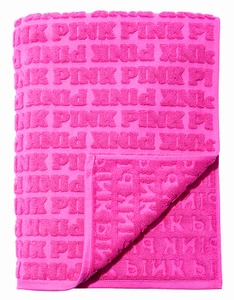 Victoria's Secret Pink Logo 71" x 39.4" Beach Cotton Terry Towel Pink Gossip NIP - Picture 1 of 10
