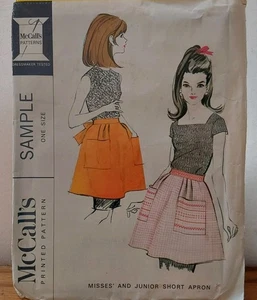 McCalls Short Apron Sewing Pattern Juniors Misses Pocket UNCUT Sew 1960s - Picture 1 of 3