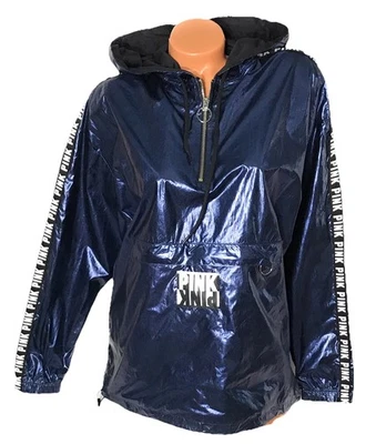 Chaqueta Victoria Secret ROSA Anorak Cortavientos Sudadera con Capucha Azul Talla M/L Foto 1 de 2