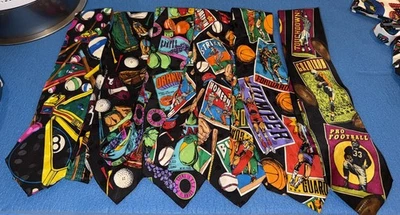 Lote masculino vício de 6 gravatas de pescoço esportes e frutas (bebol é gravata rosetti) - Imagem 1 de 2