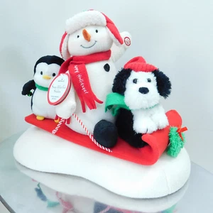2007 Hallmark Sleigh Ride Jingle Pals Animated Musical Plush Snowman Penguin Dog - Picture 1 of 12