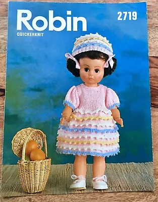 ROBIN KNITTING PATTERN 2719 FOR DOLLS OUTFIT IN  QUICKERKNIT ~ FOR 14” DOLLS - Image 1 of 2