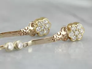 Victorian Era Fine Diamond and Rose Gold Drop Earrings - Picture 1 of 5