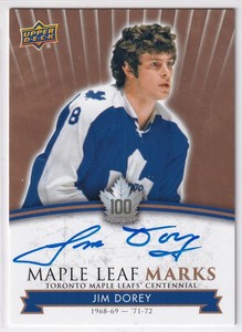 2017-18 Toronto Maple Leafs Centennial Maple Leaf Marks #MLJD Jim Dorey AUTO *C*