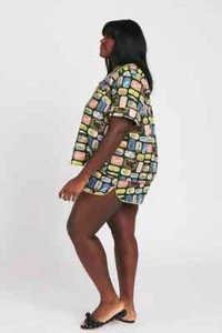 Rachel Antonoff size 1X Ari pajama *SHORTS ONLY,* black sardines tin print - Picture 1 of 7