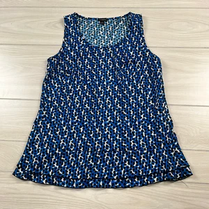 Ann Taylor Top Gr. Small blau ärmellos Chiffon Rüschen fließend gesprenkelte Punkte - Bild 1 von 8