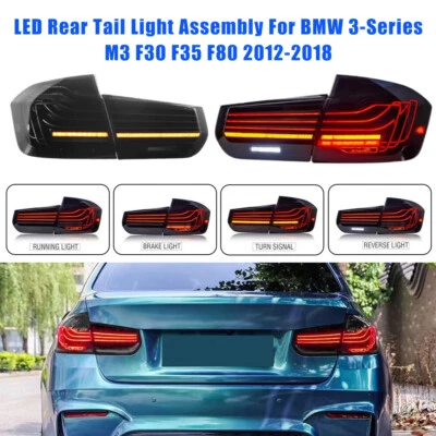 Pair CSL Tail Lights For BMW 3 Series F30 F35 F80 2012-18 Turn Signal Lamp Smoke - Image 1 of 4