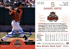 Daniel Ortiz Signed 2013 Grandstand New Britain Rock Cats #NNO Card Auto AU
