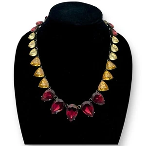 Collar facetado brillante granate y ámbar color cristal lágrima llamativo - Imagen 1 de 2
