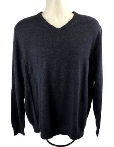 Garret Scott  Sweater V-Neck, Mens XL, Extra Fine Merino Wool, Charcoal, EUC - Picture 1 of 7