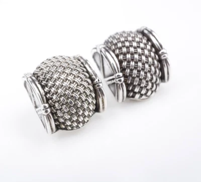 Pinzas para orejas John Hardy Basket Weave de plata de ley 0,7" retiradas ES2694 Foto 1 de 3