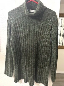 Maglione vintage Pierre Cardin verde a costine girocollo taglia grande misto acrilico - Foto 1 di 6
