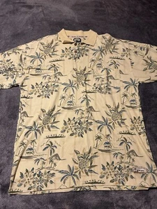 Tommy Bahama Men’s Polo Shirt Relaxed Fit Floral Palm Hawaiian Cotton Sz Large - Picture 1 of 5