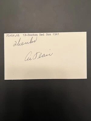 Al Flair Signed Index JSA LOA Boston Red Sox - Image 1 of 3