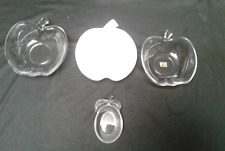 3 Apple Shaped Glass Bowls Set Clear and white with pineapple  bowl