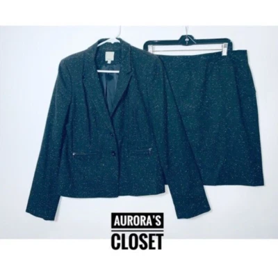 Conjunto de falda halógena 12 negra moteada blazer botón lápiz Foto 1 de 4