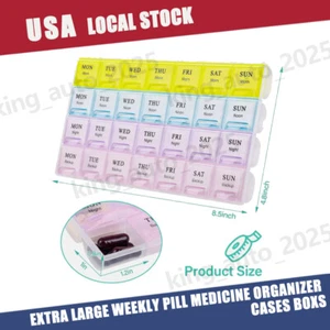 Extra Large Weekly Pill Medicine Organizer Cases Boxs 2 Times A Day For Vitamins - Picture 1 of 6