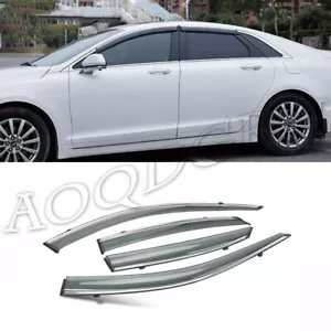 For Lincoln MKZ 2013-2019 car Window Visors Sun Rain Guard Deflectors W/Chrome - Picture 1 of 6