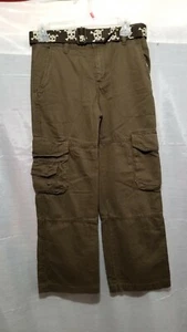 Old navy Boy's cargo pants With Skull Print Belt set size 12 relaxed fit pockets - Picture 1 of 3