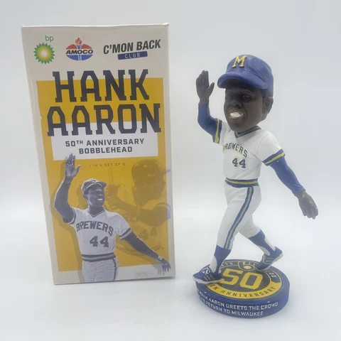 Milwaukee Brewers Braves Hank Aaron 2021 Bobblehead SGA NIB Cover