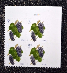 2017USA #5177 5c Grapes From Sheet - Plate Block of 4  - Mint NH  fruit - Picture 1 of 4