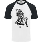 Pitbull Grim Reaper Dog Skull Satan Demon Mens S/S Baseball T-Shirt