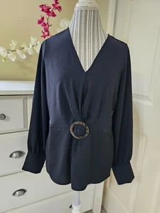 Alfani New Earth 1 Damen Bluse schwarz V-Ausschnitt mit Langarm Gr. M - Bild 1 von 20