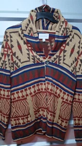 Maglione cardigan uomo SUN + STONE stampa pino scollo a V - TG LARGE - Foto 1 di 4