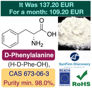 D-Phenylalanine (H-D-Phe-OH) pure powder, 100 g, CAS: 673-06-3, Purity: +98.0% - Picture 1 of 2