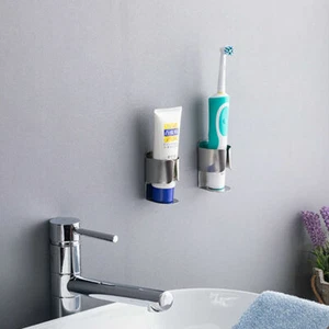 2x Bathroom Electric Toothbrush Holder Organizer Stand Wall Mirror Self Adhesive - Picture 1 of 3