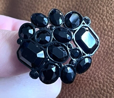 Vintage schwarz & rot Swarovski Kristall Knopf 1,5" Art Deco Nähen Kleid Rara - Bild 1 von 4