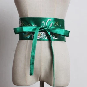 Faja de corsé japonés cinturón Obi pretina satinada seda sintética kimono yukata - Imagen 1 de 16