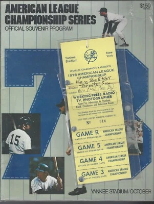1978 ALCS YANKEES vs. ROYALS PROGRAM with PRESS PASS   Excellent condition - Image 1 of 3