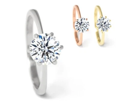 Diamant Ring, 1ct Solitär Brillant, 585 Weißgold Gelbgold Rotgold oder bicolor - Bild 1 von 4