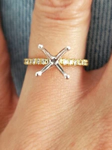 0,25 ct F VS runde Diamant Ringfassung 14k 2 Ton Gold Größe 6 für 8-8,5 mm rund - Bild 1 von 4