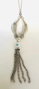Vintage Silver Tone Tassel Fish Pendant Necklace 21" Chain Fashion jewelry - Picture 1 of 3