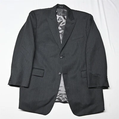 Calvin Klein 44L Gray Stripe 100% Wool Peak Lapel Mens Blazer Suit Jacket Coat - Image 1 of 4